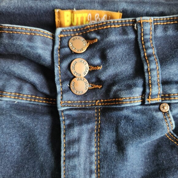 Butt, I Love You Wax Jean Size M Dark Denim Rolled Cuff Mid-Rise Shorts STRETCH - Picture 4 of 10